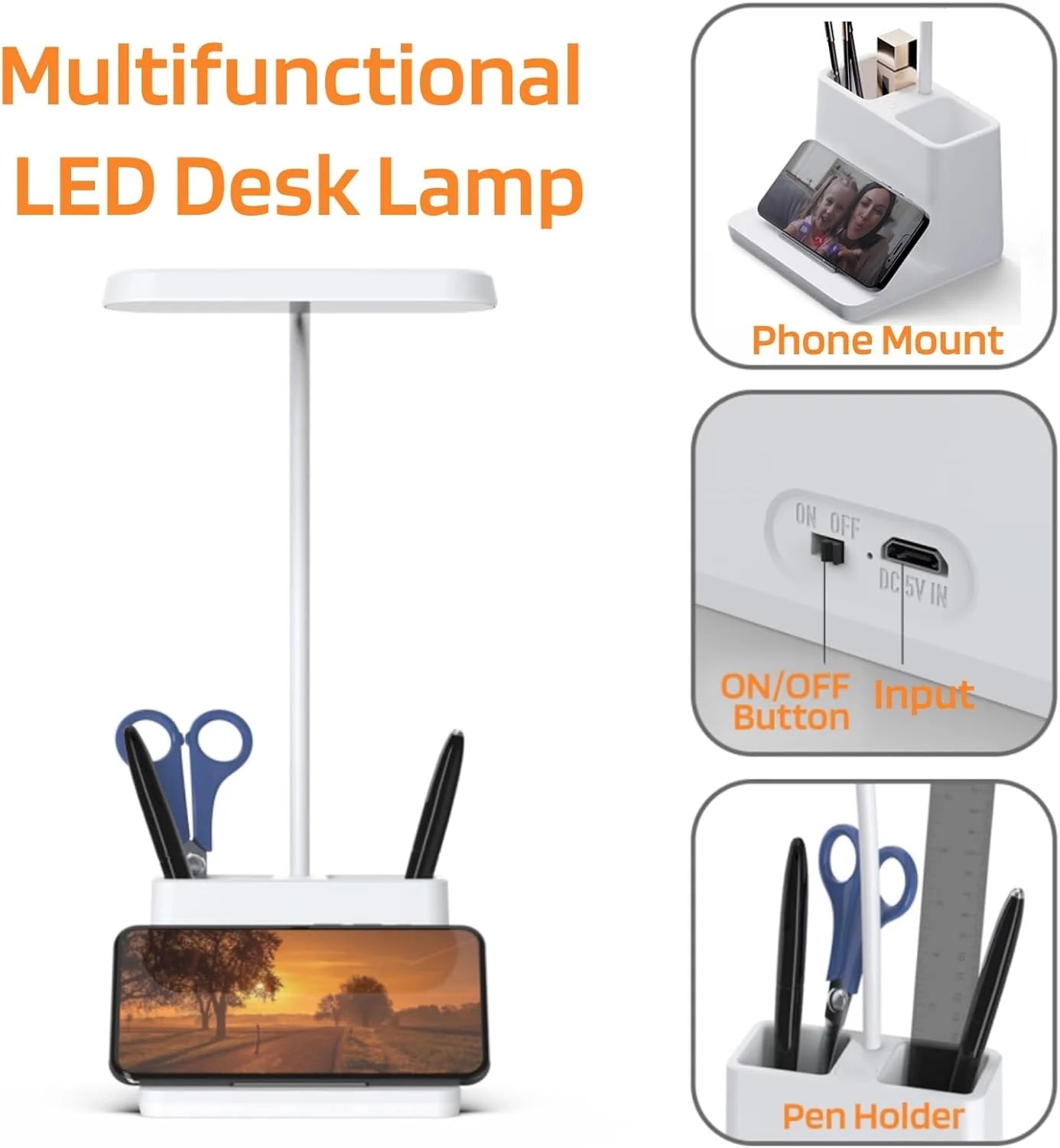 16" LED Adjustable Gooseneck Pen Holder Desk Lamp